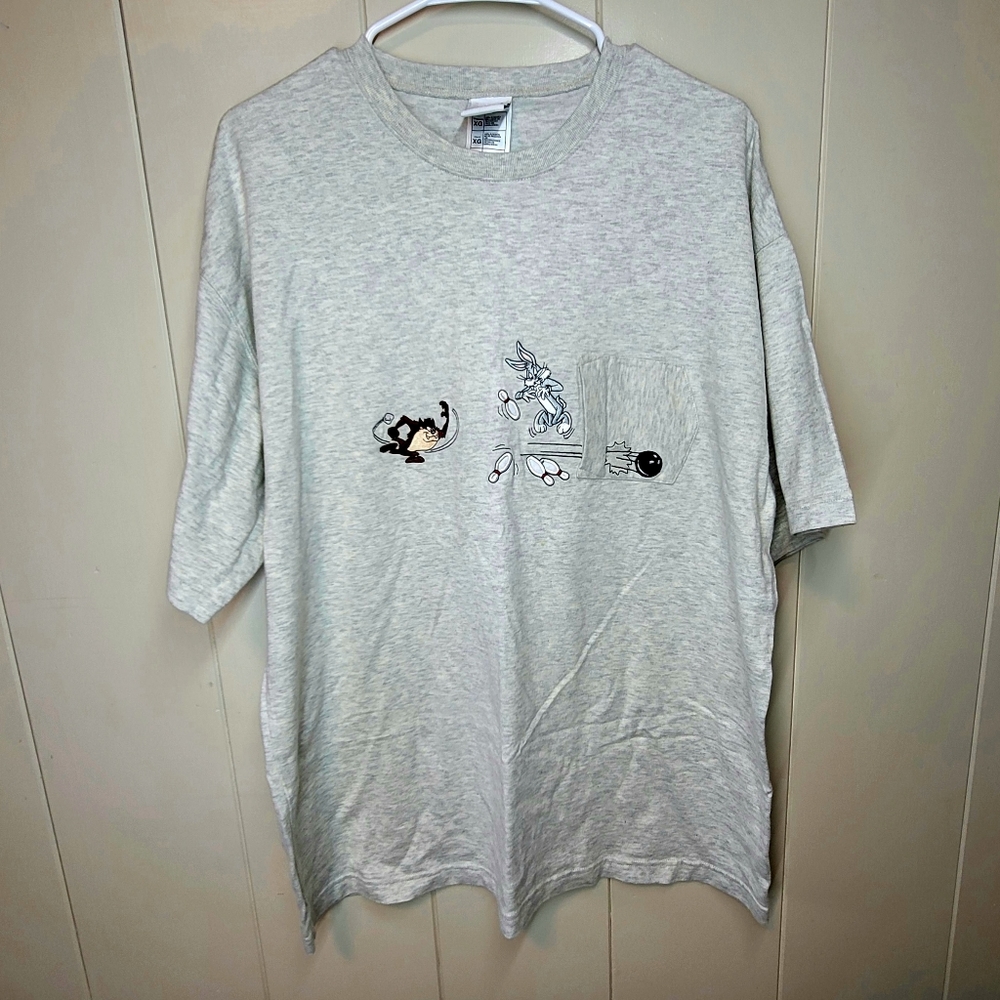 Vintage Looney Tunes Embroidered T-Shirt XL Warner Bros 2001 y2k Taz Bugs